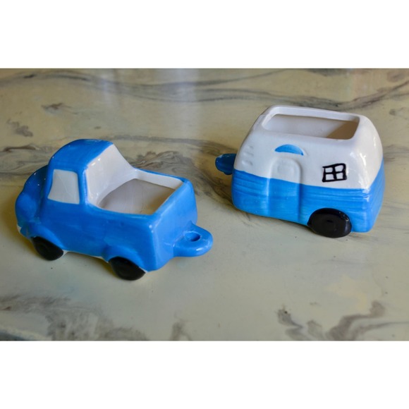 Ceramic Blue Truck & Camper Planter Set Succulents ~ Air Plants - Picture 2 of 7